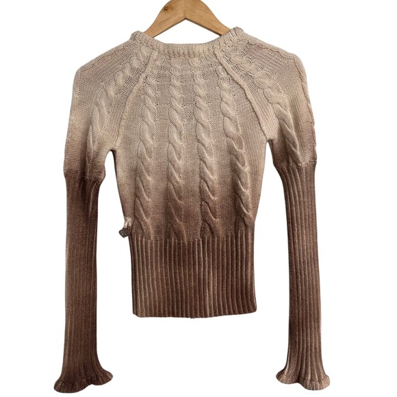 Shirt Passion Italia Virgin Wool Blend Ombre Cable Knit Cardigan XS Luxury EUC - Picture 8 of 8